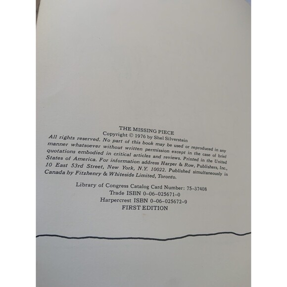 Shel Silverstein The Missing Piece 1976 STATED First Edition - Rare Book - Picture 2 of 12